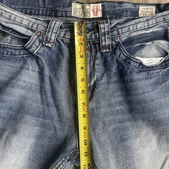 Nation Of Saints Men's Blue Jeans Original Straight Cotton Size 34 x 30 Grunge - Picture 8 of 9